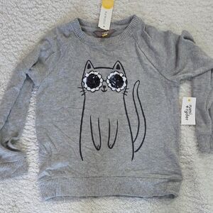 Rumi and Ryder Gray Sweater with Cat Design